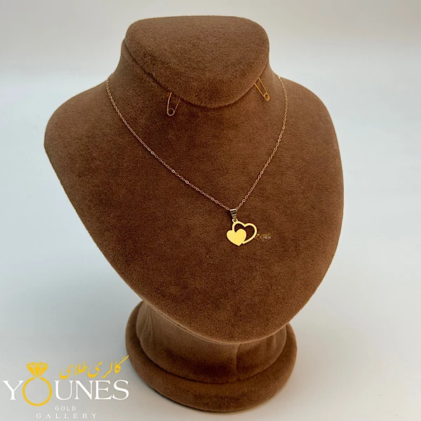 آویز دوقلب طلا لیزری